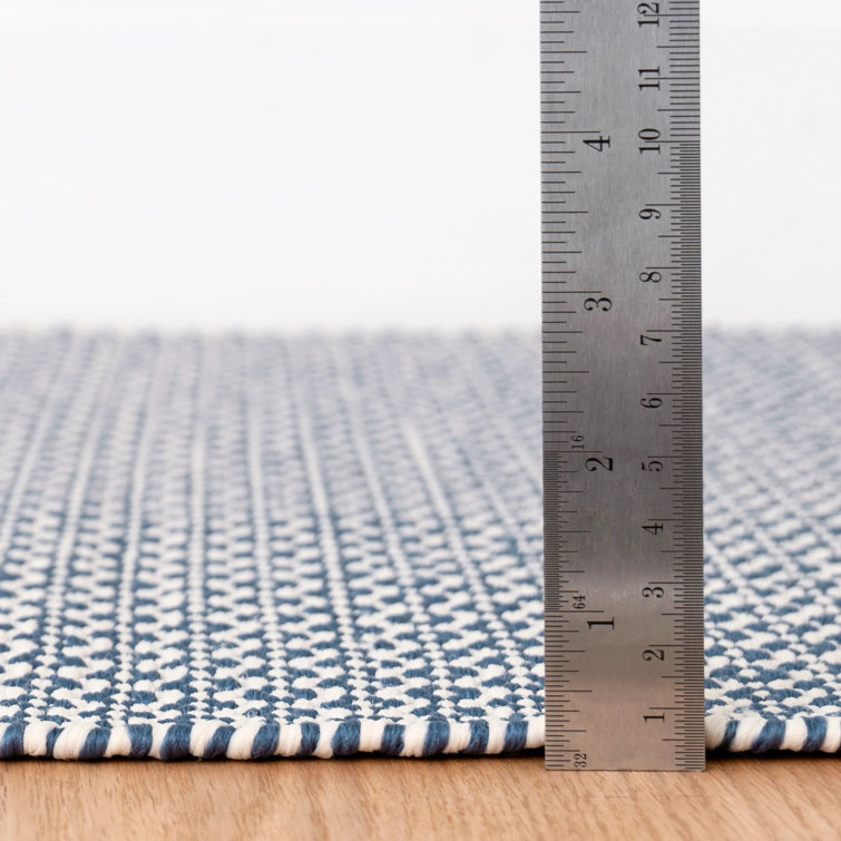 Finn Denim Blue Handwoven Wool and Synthetic Rug 2'x3'