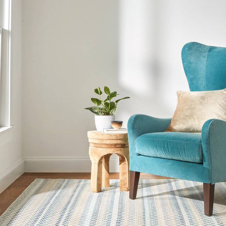 Poppy Blue and Beige Handwoven Wool Area Rug