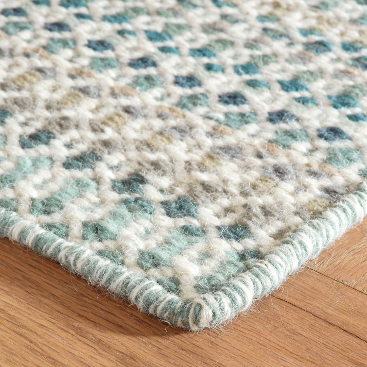 Poppy Blue and Beige Handwoven Wool Area Rug