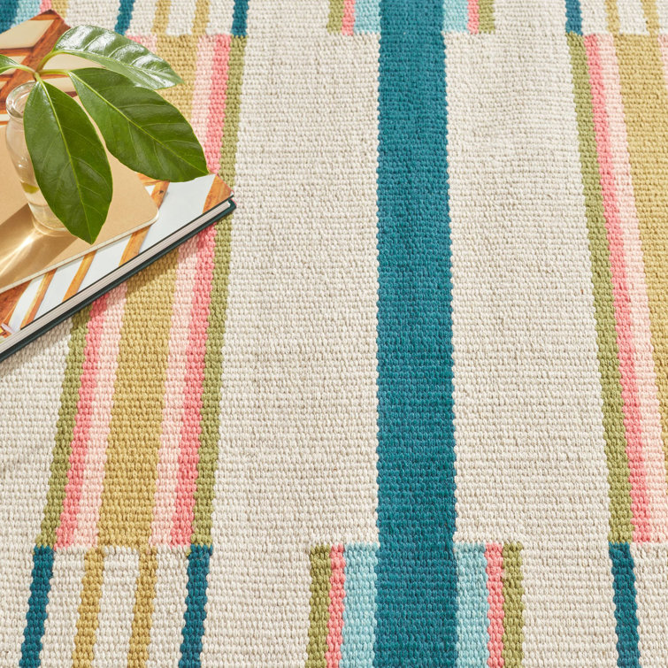 Blue and Multicolor Cotton Stripe Runner Rug 2'6"x8'0"