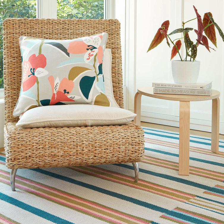 Blue and Multicolor Cotton Stripe Runner Rug 2'6"x8'0"