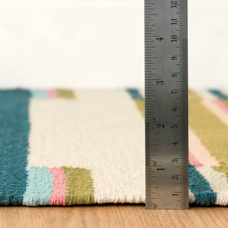 Blue and Multicolor Cotton Stripe Runner Rug 2'6"x8'0"