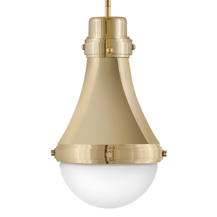 Oliver Bright Brass Etched Opal Glass 1-Light Pendant