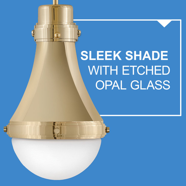 Oliver Bright Brass Etched Opal Glass 1-Light Pendant