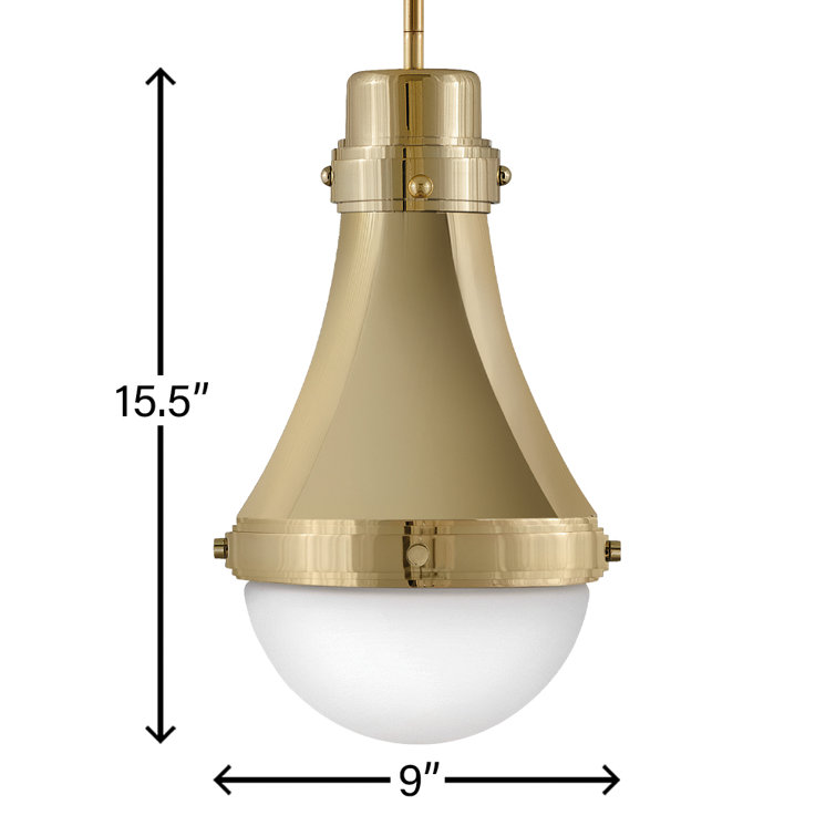 Oliver Bright Brass Etched Opal Glass 1-Light Pendant
