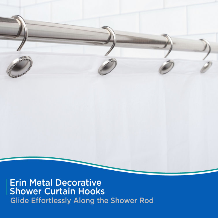 Arturo Silver Metal Rust Resistant Shower Curtain Hooks Set
