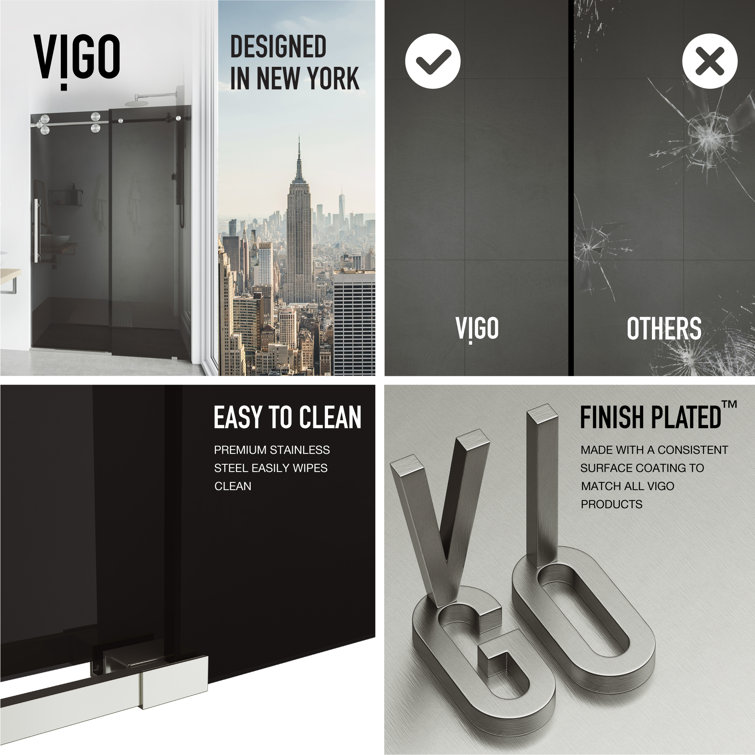 Elan 56-60" Frameless Sliding Shower Door with Black Tinted Glass