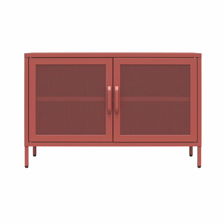 Terracotta Metal Mesh 2-Door Adjustable Storage Cabinet