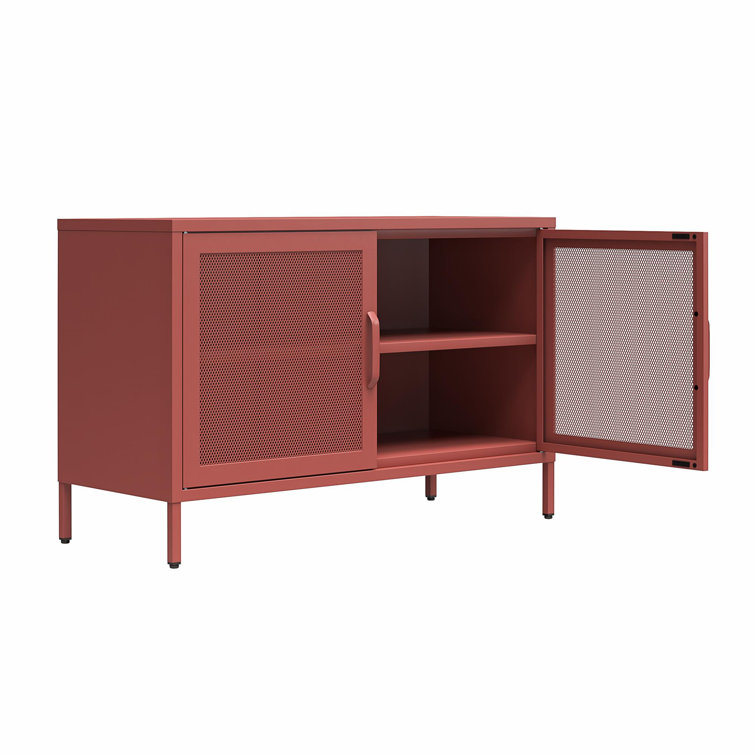 Terracotta Metal Mesh 2-Door Adjustable Storage Cabinet