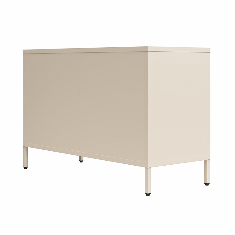 Parchment Metal 2-Door Mesh Storage Cabinet with Adjustable Shelving