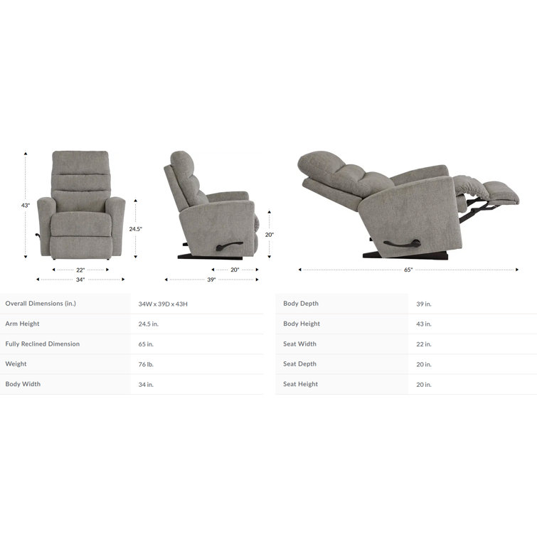 Espresso Leather Match Rocker Recliner with Square Arms