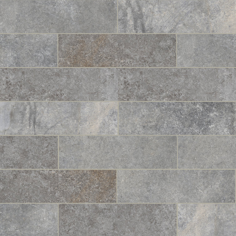 Silver 4" x 12" Porcelain Matte Subway Floor and Wall Tile