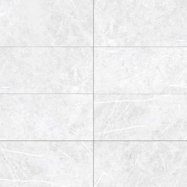 Grace 12" x 24" Polished White Porcelain Marble Look Tile
