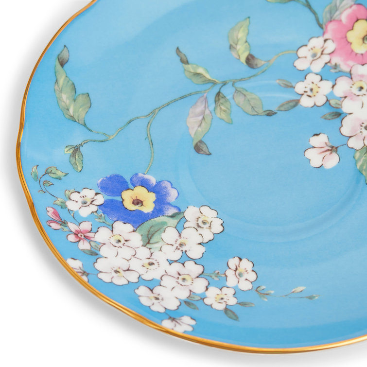 Wonderlust Apple Blossom Bone China Teacup and Saucer Set