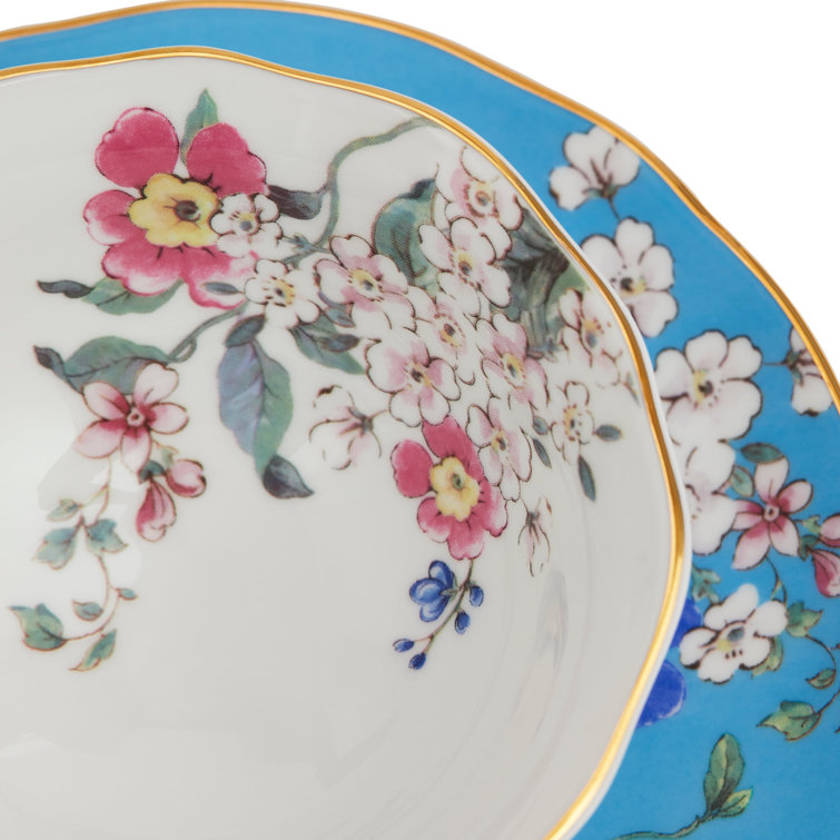 Wonderlust Apple Blossom Bone China Teacup and Saucer Set