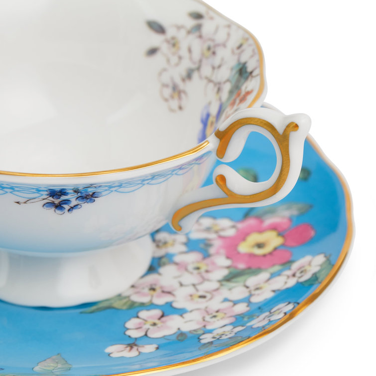 Wonderlust Apple Blossom Bone China Teacup and Saucer Set