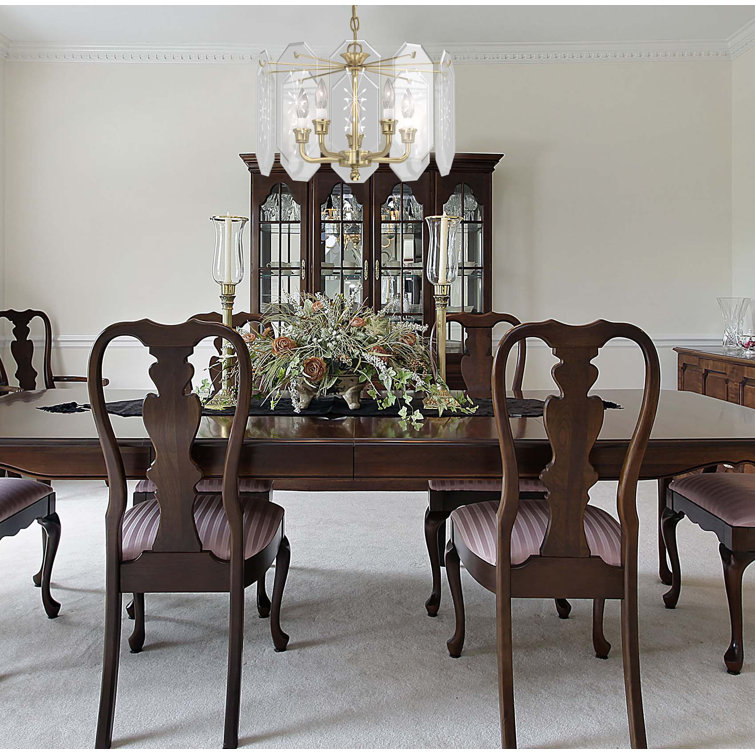 Elegant Polished Brass 5-Light Chandelier with Clear Glass Shades