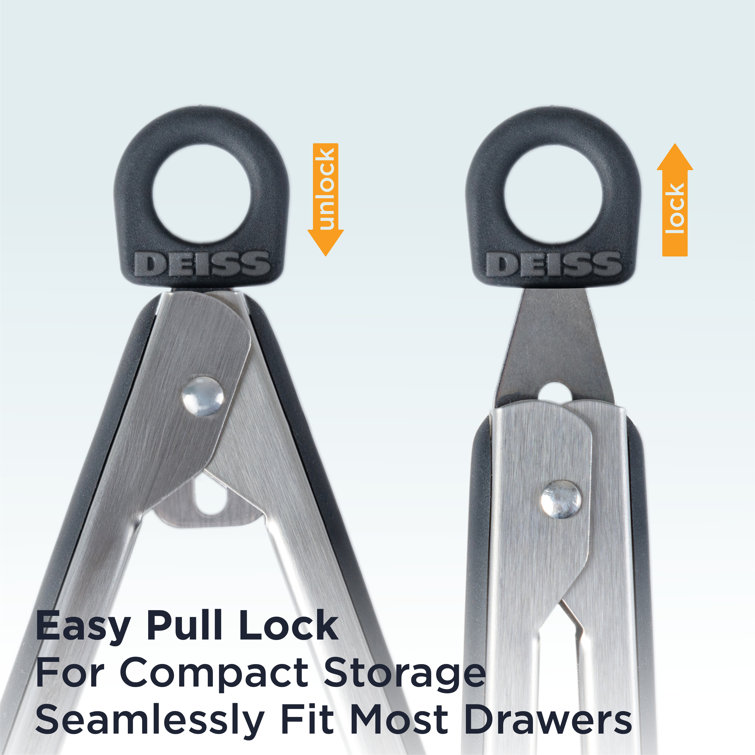 Deiss Pro 2-Piece Stainless Steel Kitchen Tongs with Silicone Tips