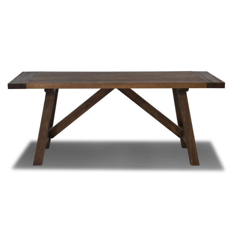 Brown Oak 72'' Solid Wood Farmhouse Dining Table
