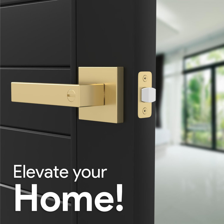 Satin Brass Modern Passage Door Lever Handle