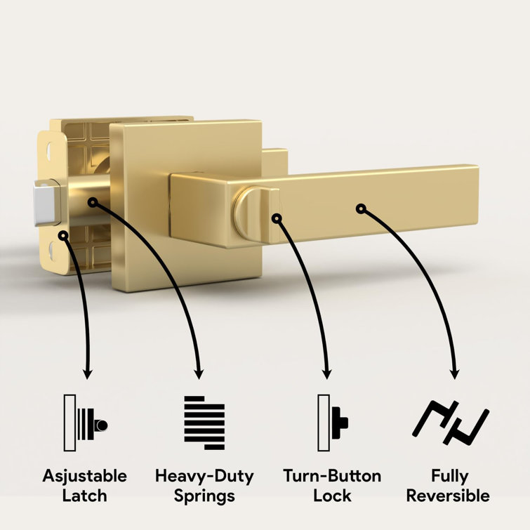 Satin Brass Modern Passage Door Lever Handle