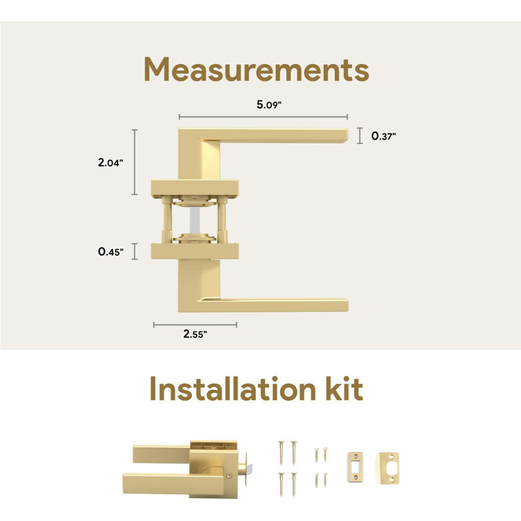 Satin Brass Modern Passage Door Lever Handle
