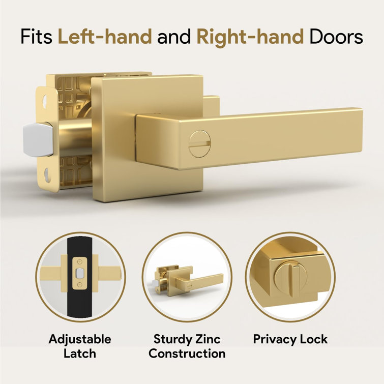 Satin Brass Modern Passage Door Lever Handle