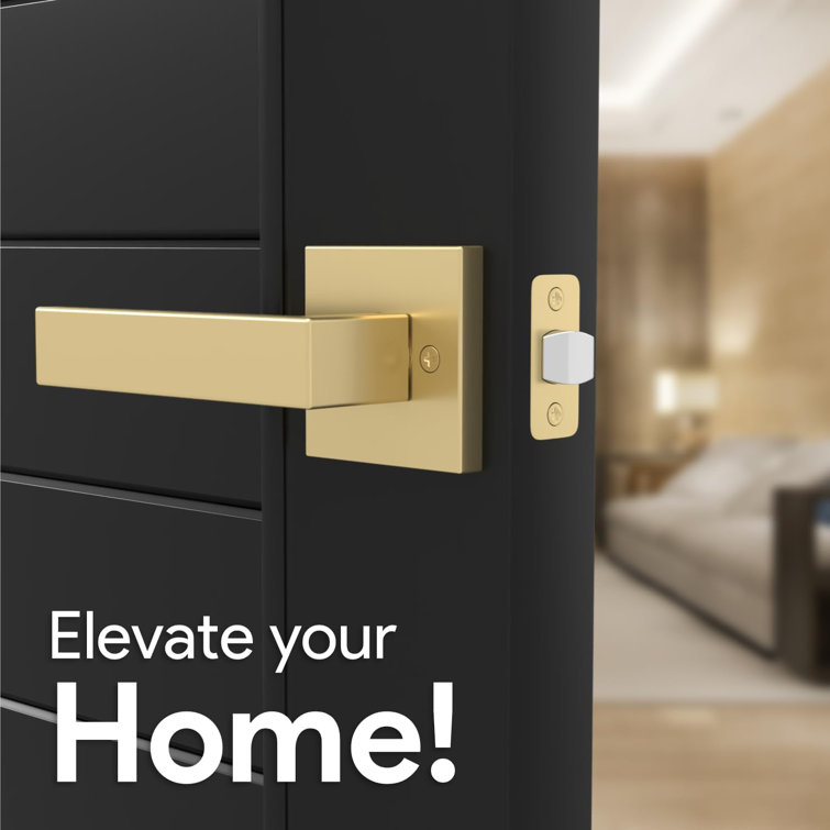 Satin Brass Modern Passage Door Lever Handle
