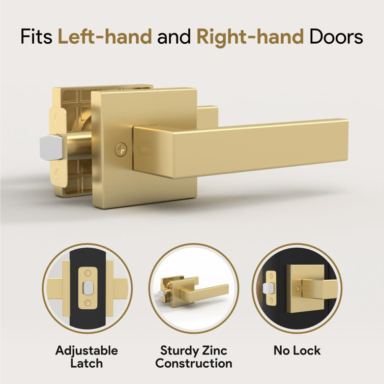 Satin Brass Modern Passage Door Lever Handle