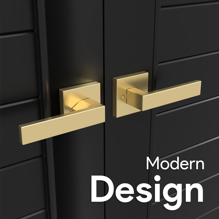 Satin Brass Modern Passage Door Lever Handle