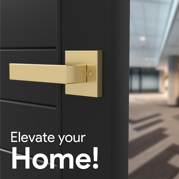 Satin Brass Modern Passage Door Lever Handle