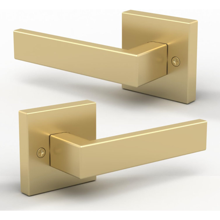 Satin Brass Modern Passage Door Lever Handle