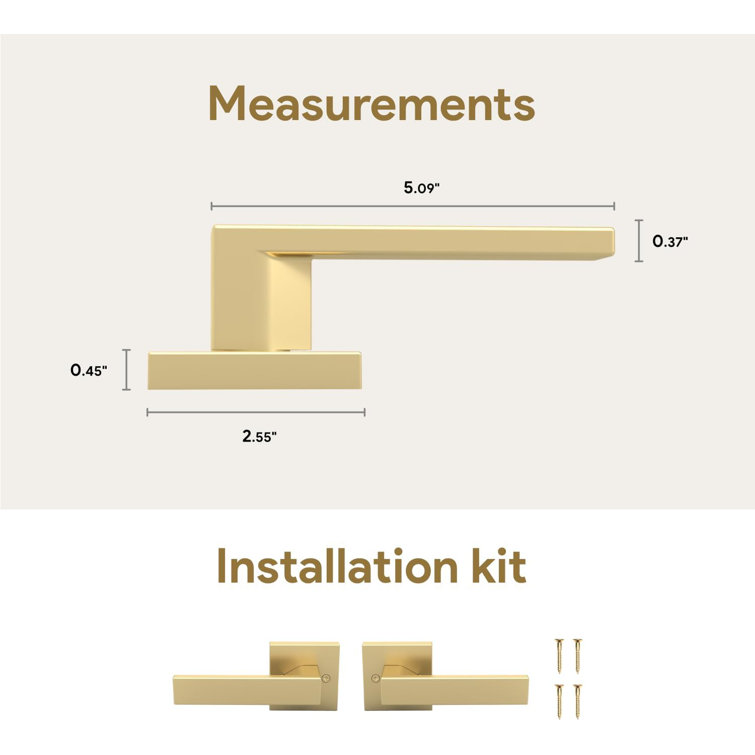 Satin Brass Modern Passage Door Lever Handle