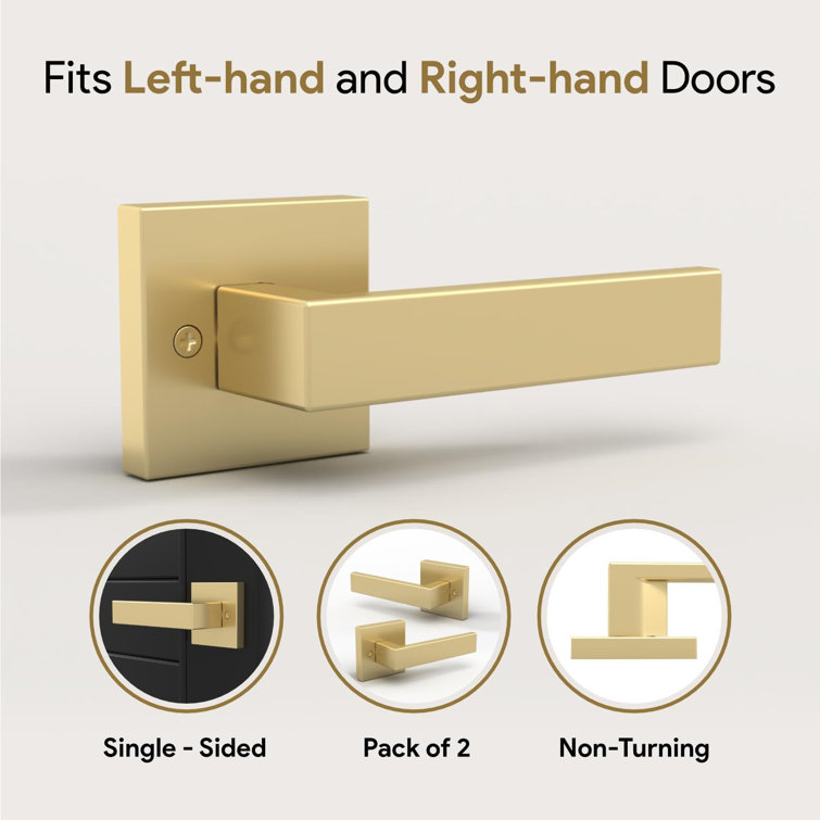 Satin Brass Modern Passage Door Lever Handle