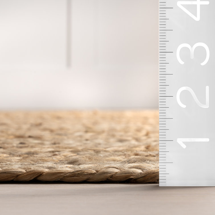 Handmade Natural Jute Round Area Rug, 6' x 6'