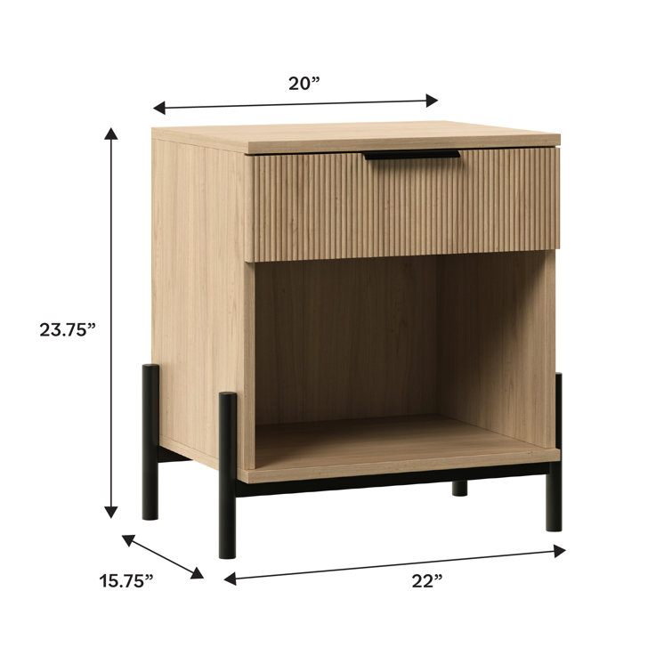 Coastal Oak 1-Drawer Nightstands with Open Cubby, Set of 2