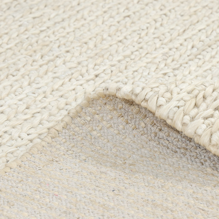Transitional Hand-Knotted Beige Cotton Area Rug, 9' x 12'