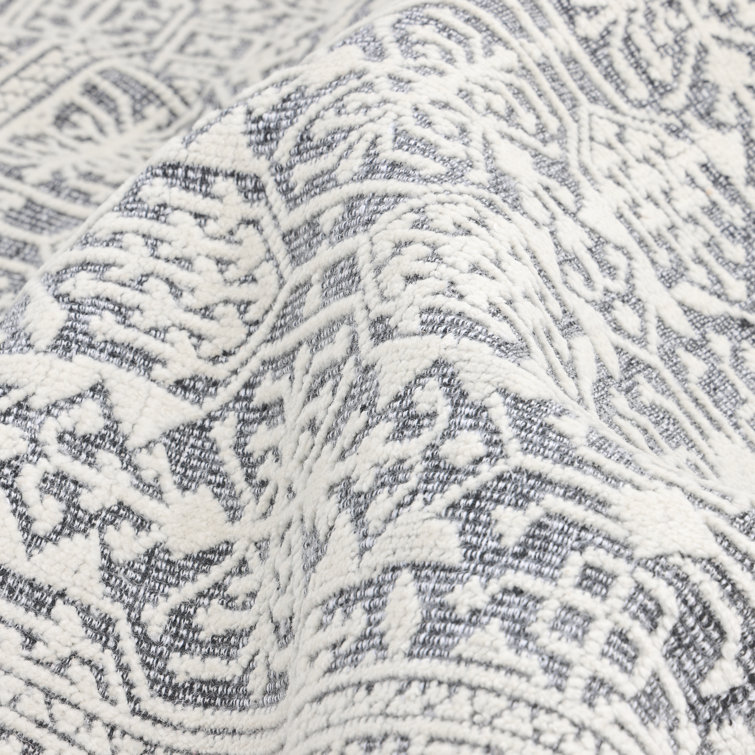 Elegant Hand-Knotted Wool-Viscose Blend Gray Area Rug, 9' x 12'