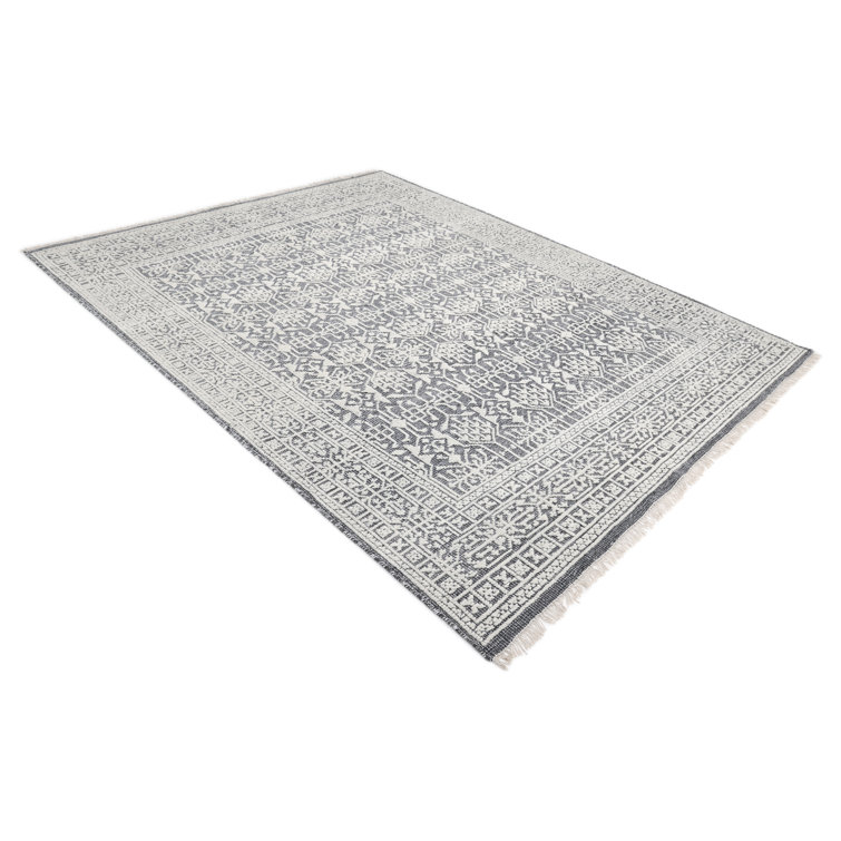 Elegant Hand-Knotted Wool-Viscose Blend Gray Area Rug, 9' x 12'