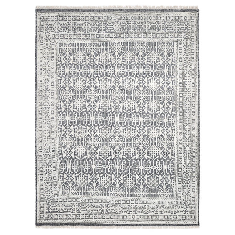 Elegant Hand-Knotted Wool-Viscose Blend Gray Area Rug, 9' x 12'
