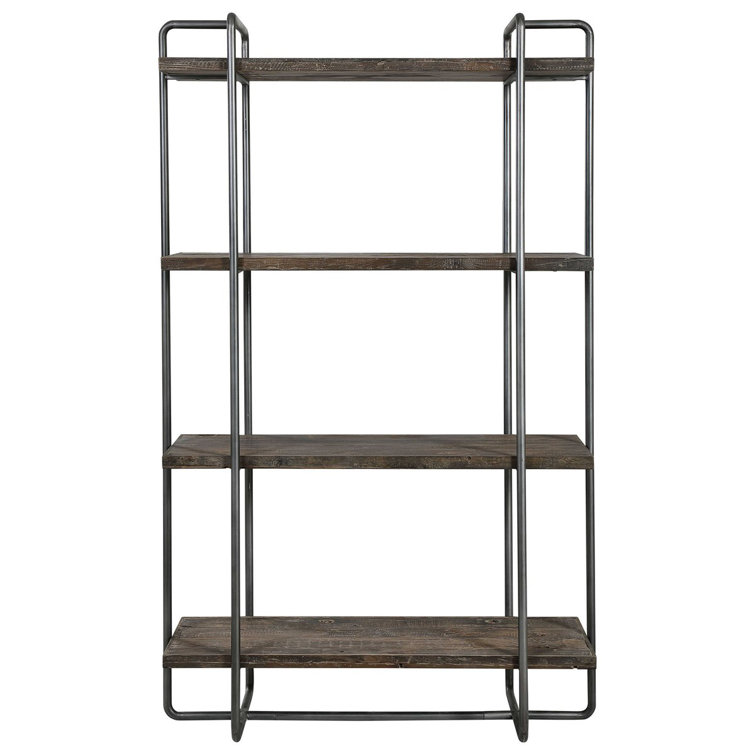 Stilo Urban Industrial 50'' Brown Reclaimed Wood Etagere