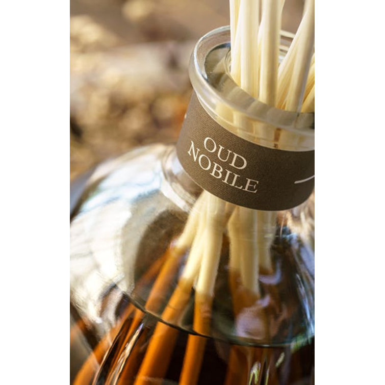Clear Florentine-Style Glass Reed Diffuser with Woody Fragrance
