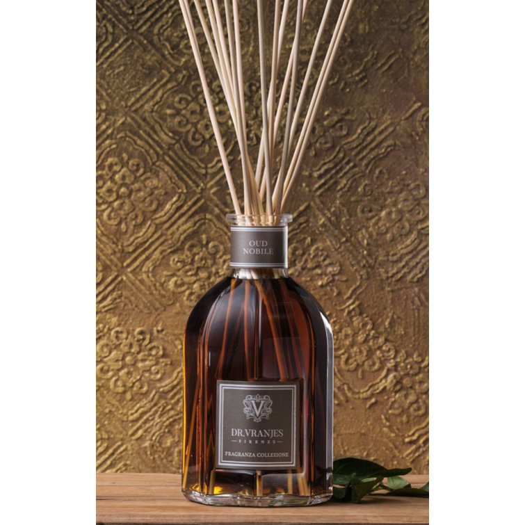 Clear Florentine-Style Glass Reed Diffuser with Woody Fragrance