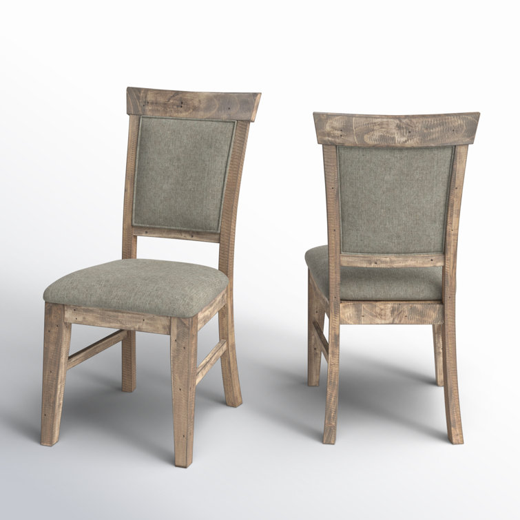 Gray Upholstered Solid Wood Dining Side Chair Set