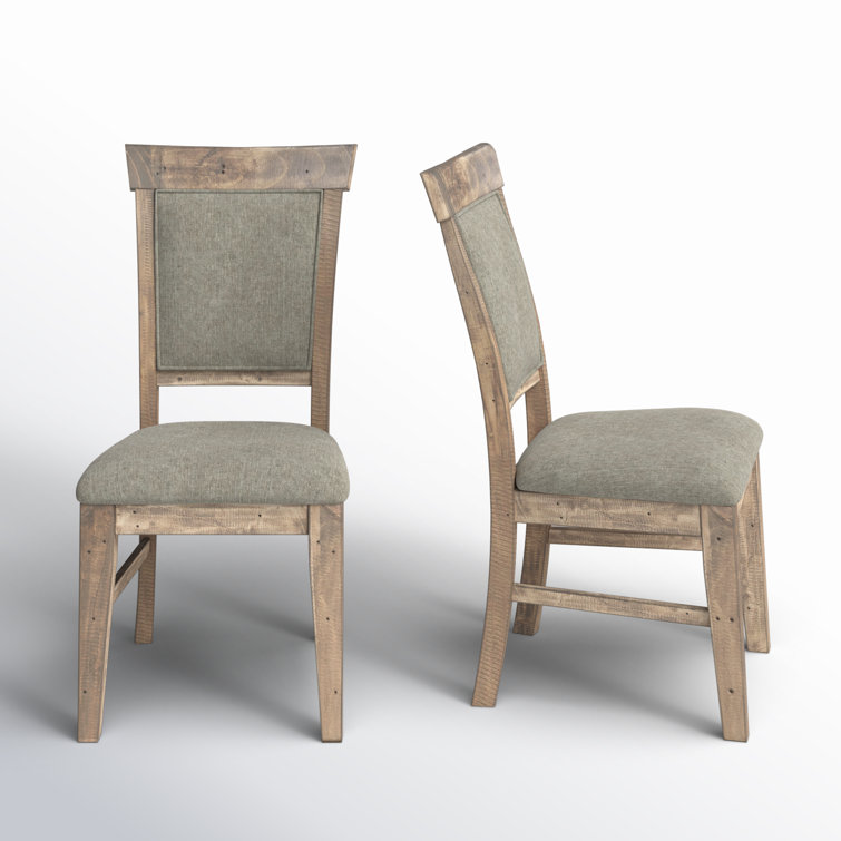 Gray Upholstered Solid Wood Dining Side Chair Set