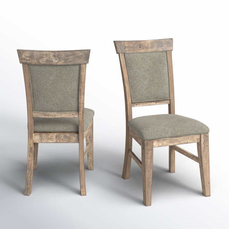 Gray Upholstered Solid Wood Dining Side Chair Set