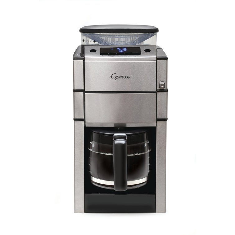 Stainless Steel 12-Cup Programmable Coffee Maker with Grinder & Water Filter