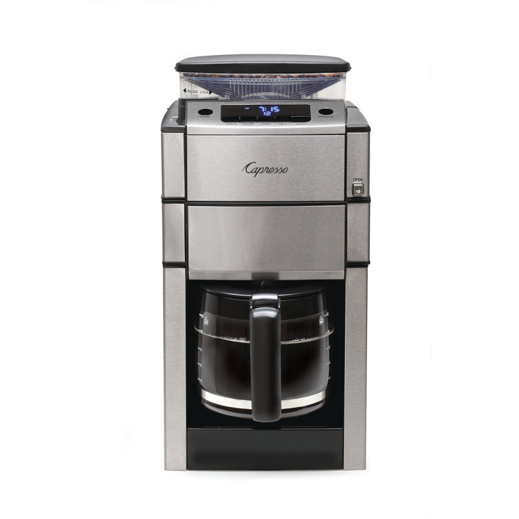 Stainless Steel 12-Cup Programmable Coffee Maker with Grinder & Water Filter