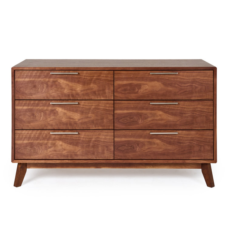 Walnut Veneer Mid-Century Modern Double Dresser