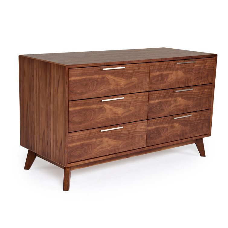 Walnut Veneer Mid-Century Modern Double Dresser